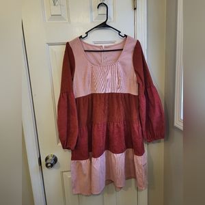 Poofy/Oversized Tri-color Midi Dress